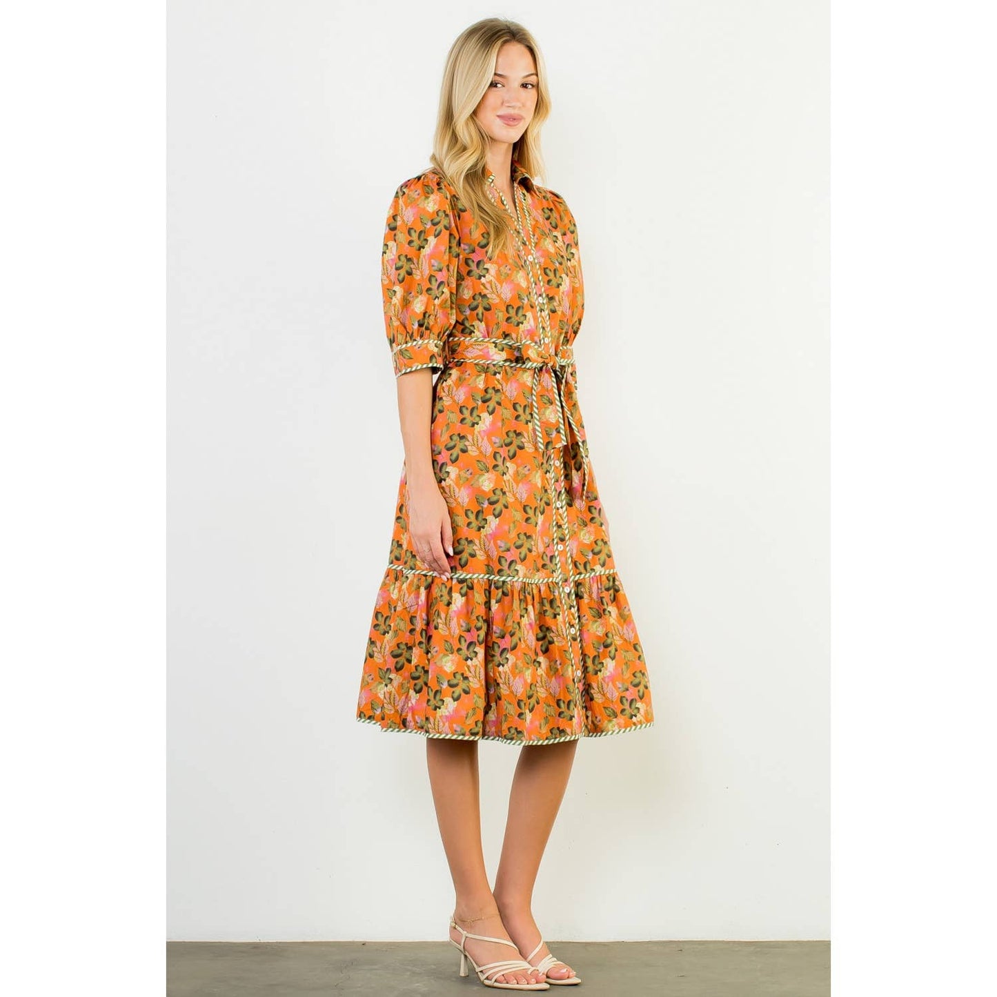 Puff Sleeve Midi Dress