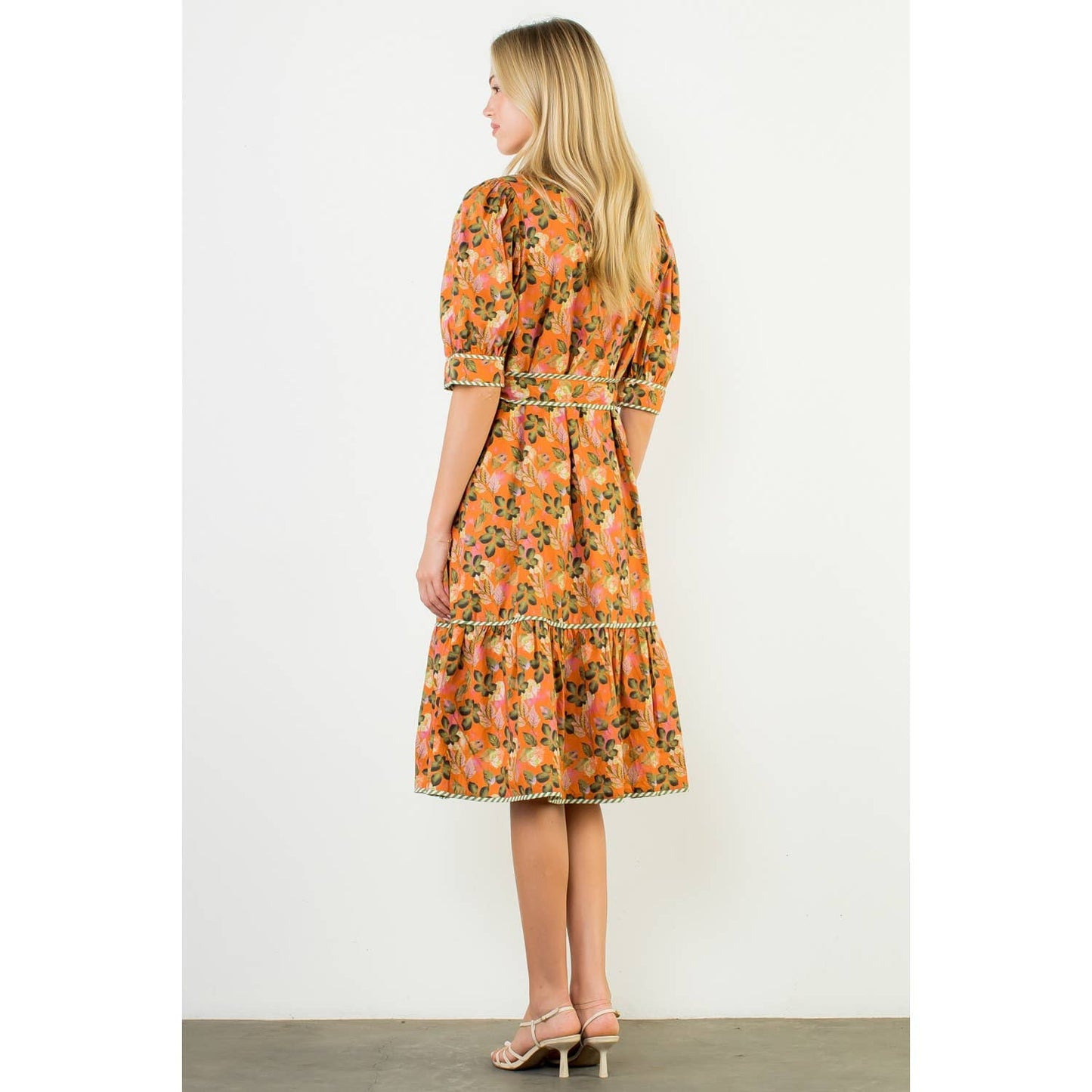 Puff Sleeve Midi Dress