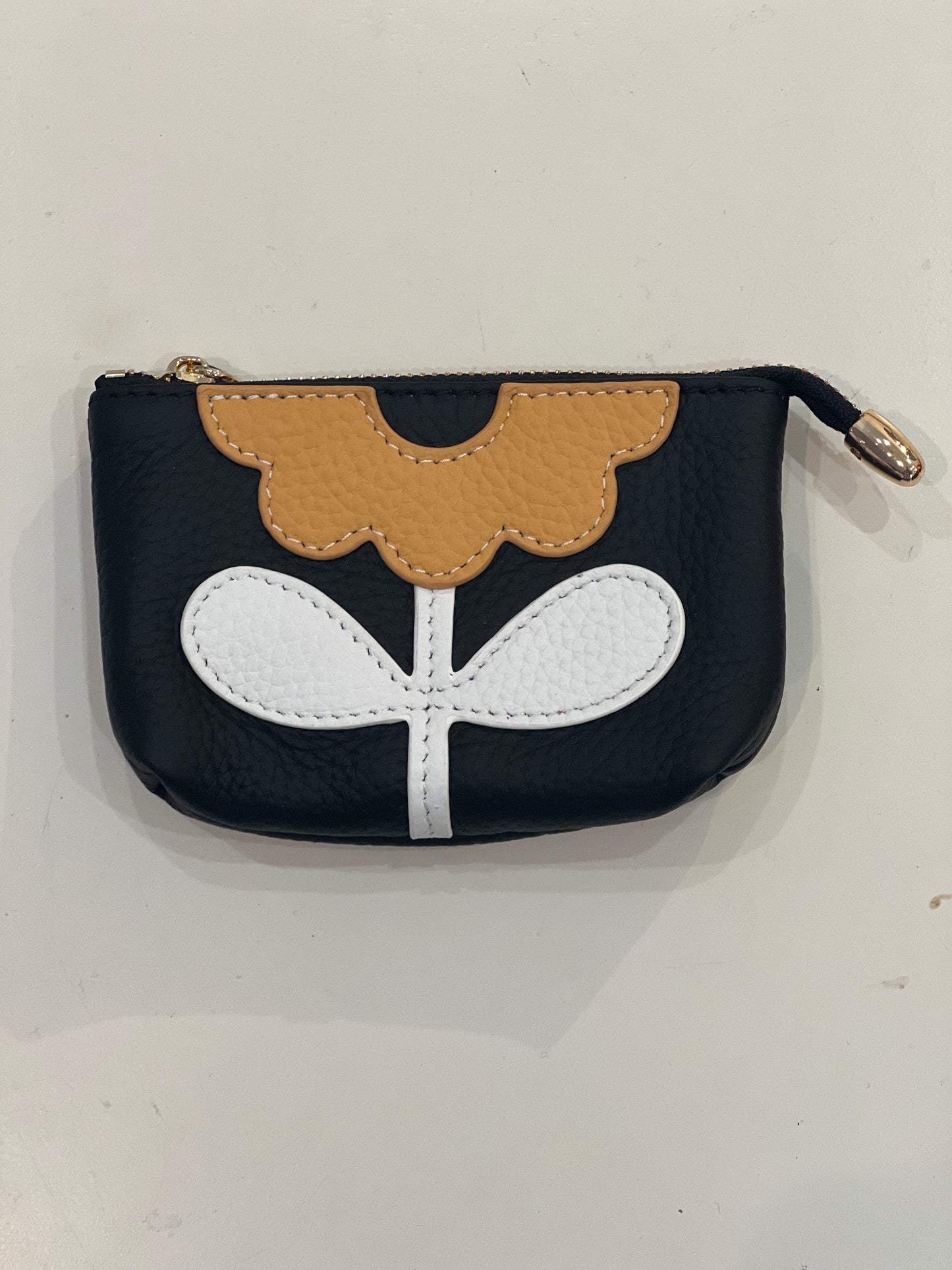 Leather Coin Purse with Flower