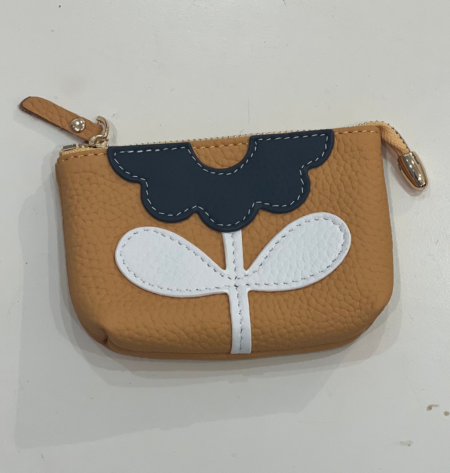 Leather Coin Purse with Flower