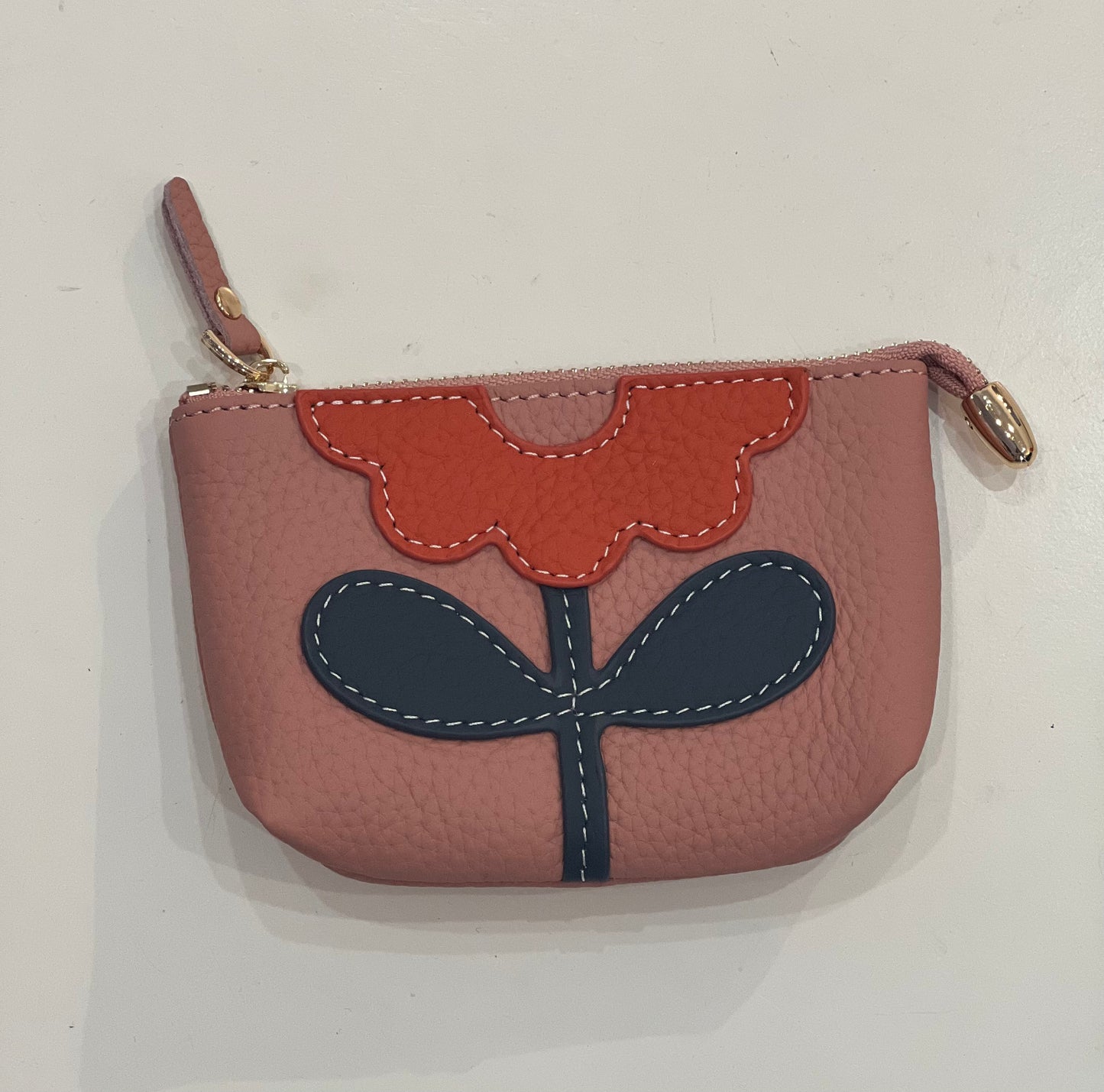 Leather Coin Purse with Flower