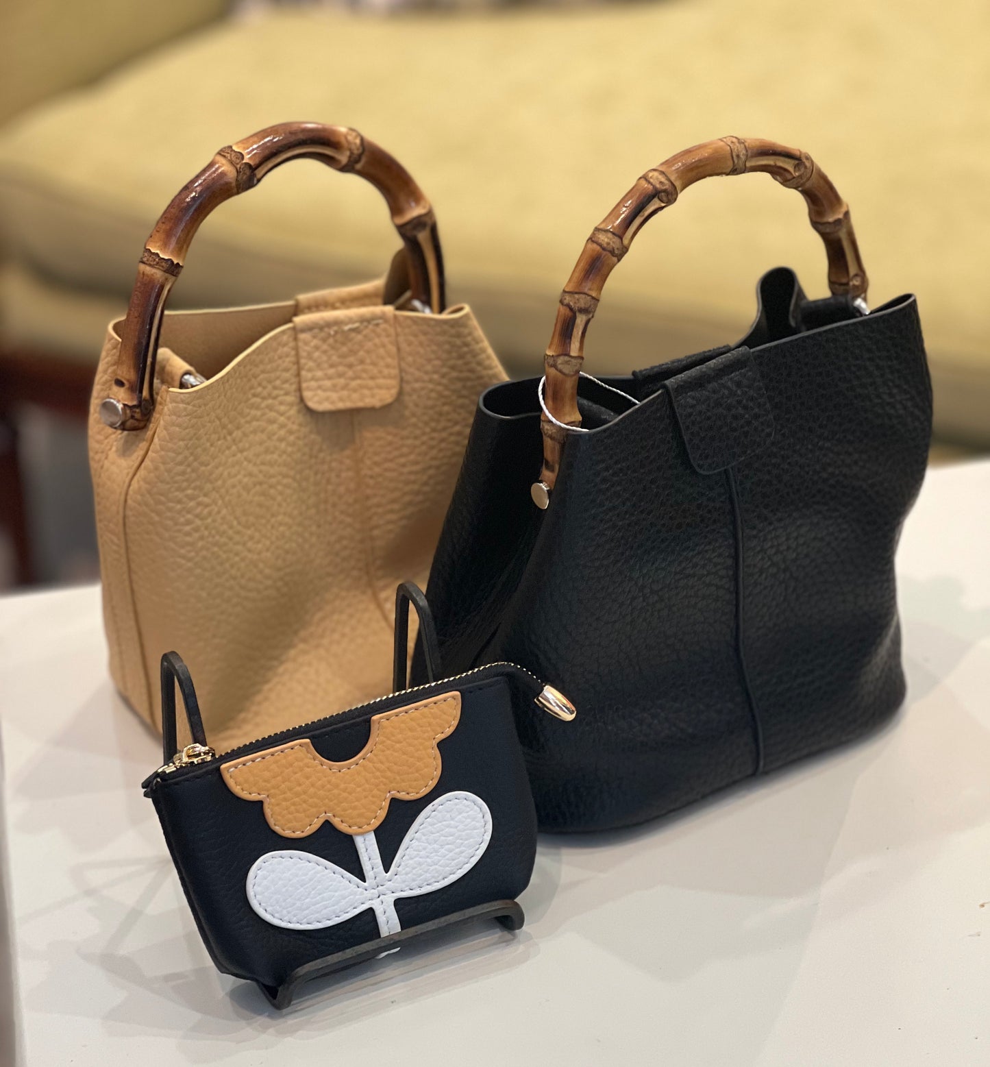 Leather Coin Purse with Flower