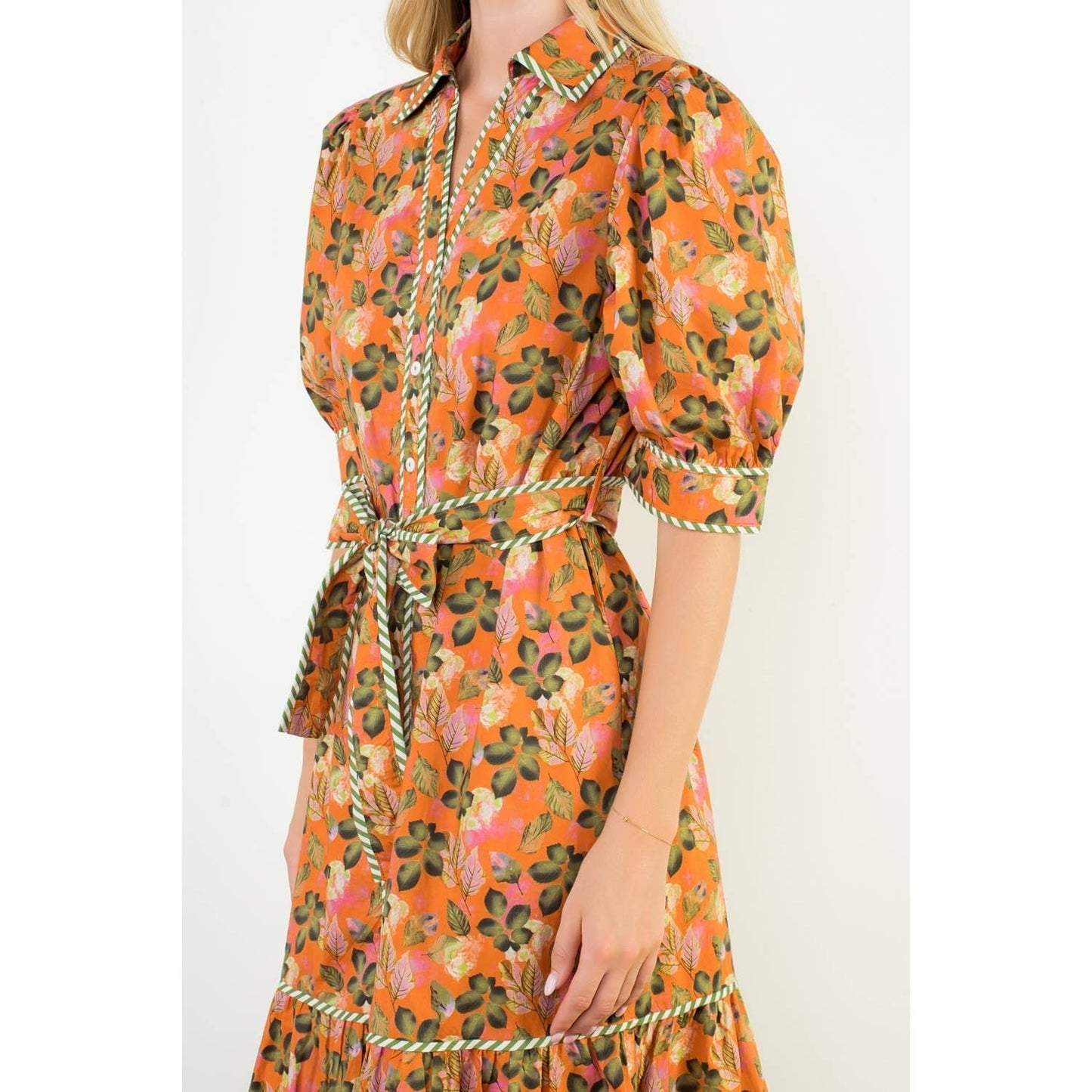 Puff Sleeve Midi Dress