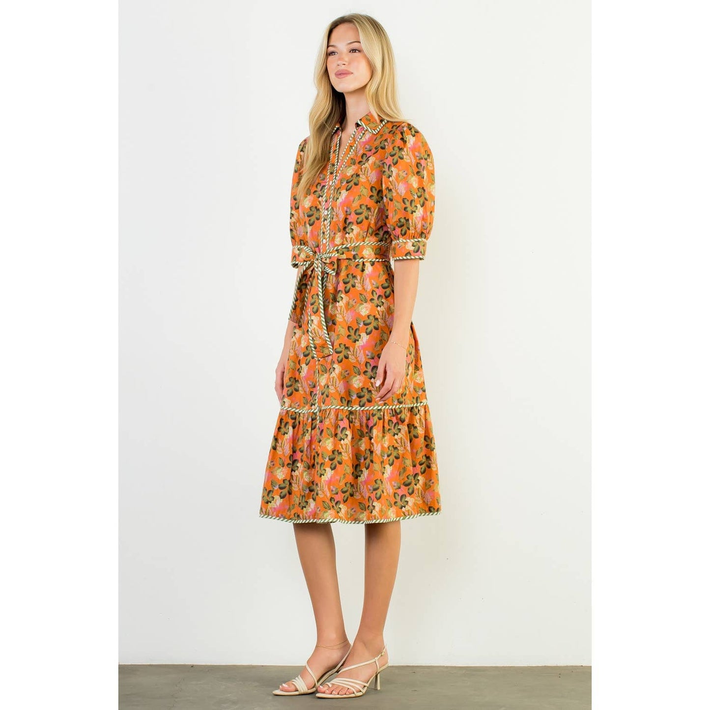 Puff Sleeve Midi Dress