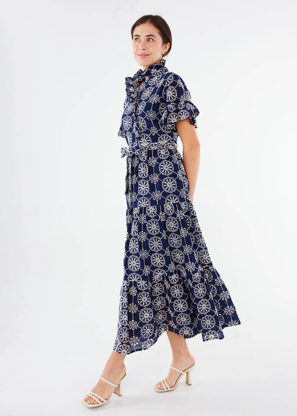 Sadie Maxi Dress Navy Medallion Eyelet