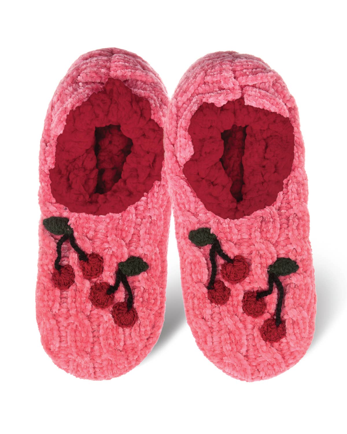Memoi Cozy Cherries Chenille Sherpa Lined Slippers