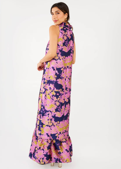 Camille Gown Navy Abstract Jacquard