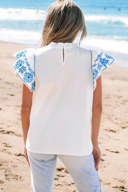 Vienna Embroidered Ruffled Sleeve Blouse-1