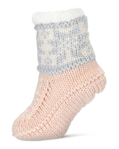 Snowflake Border Recycled Knit Sherpa Lined Lounge Sock
