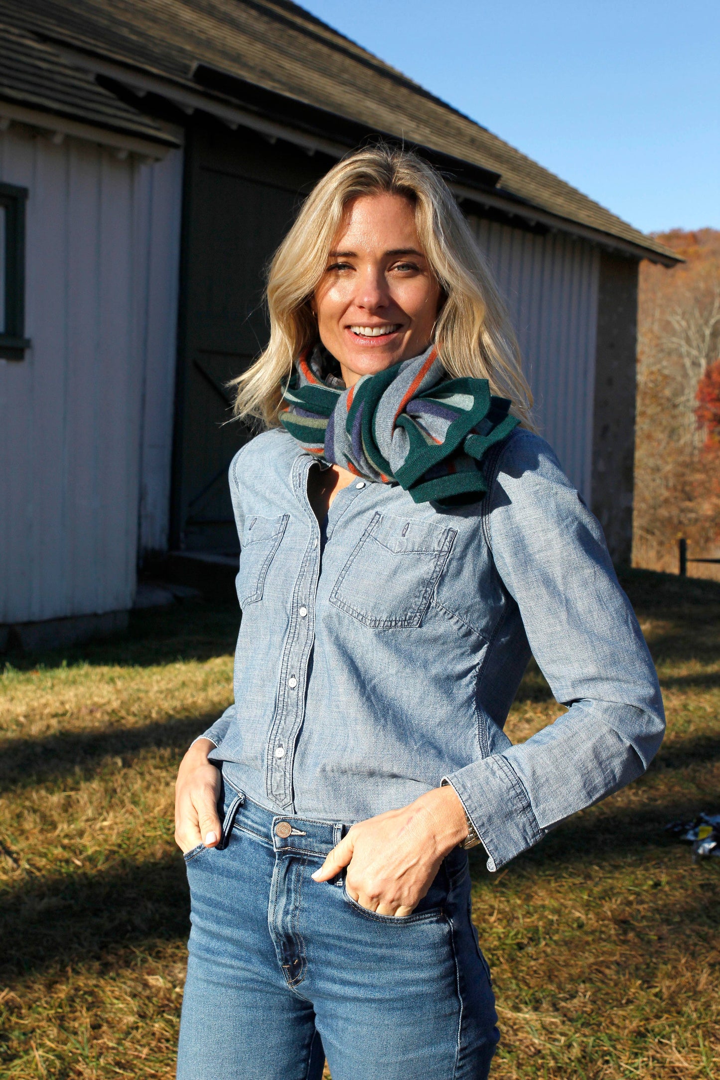 Villa Cashmere Striped Poncho