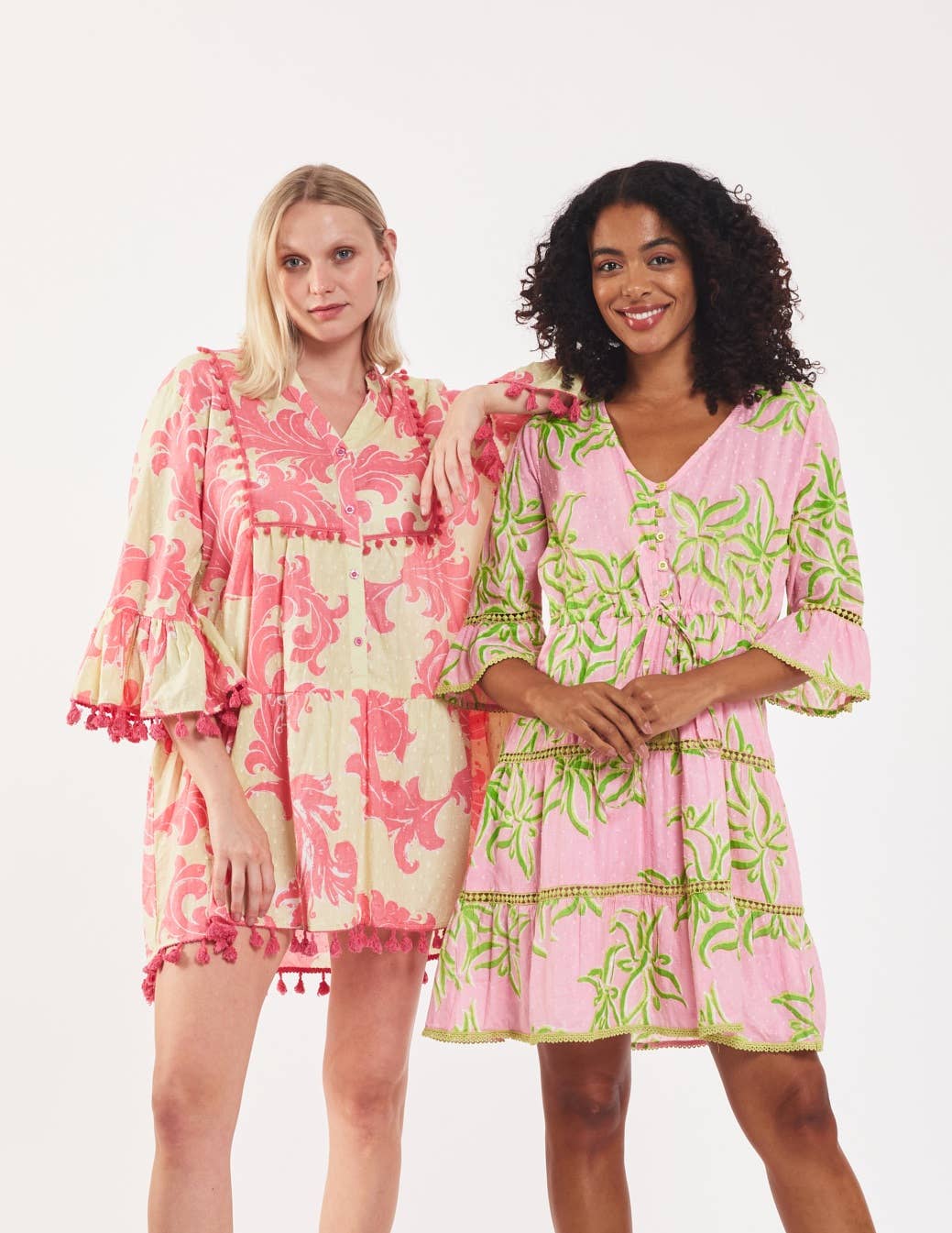 Desideria Dress Abstract Flower Candy Pink Lime Dress