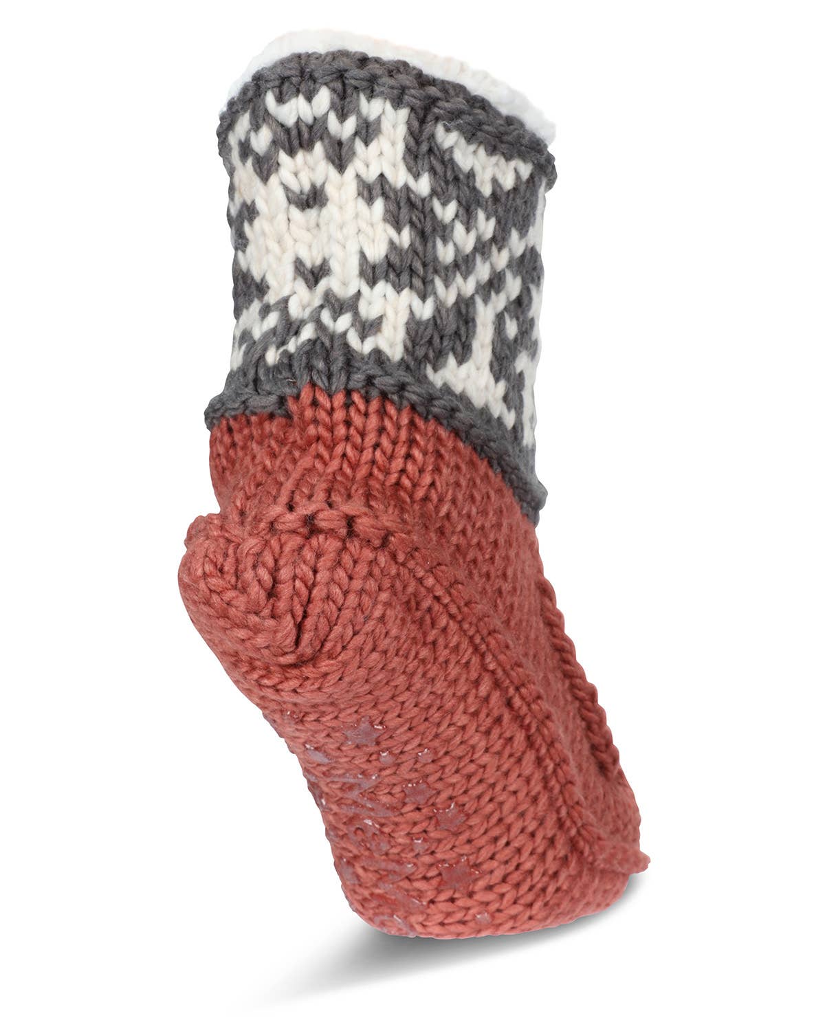 Snowflake Border Recycled Knit Sherpa Lined Lounge Sock
