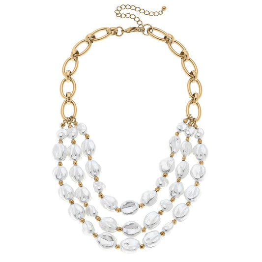 Valencia Layered Baroque Pearl Necklace in Ivory