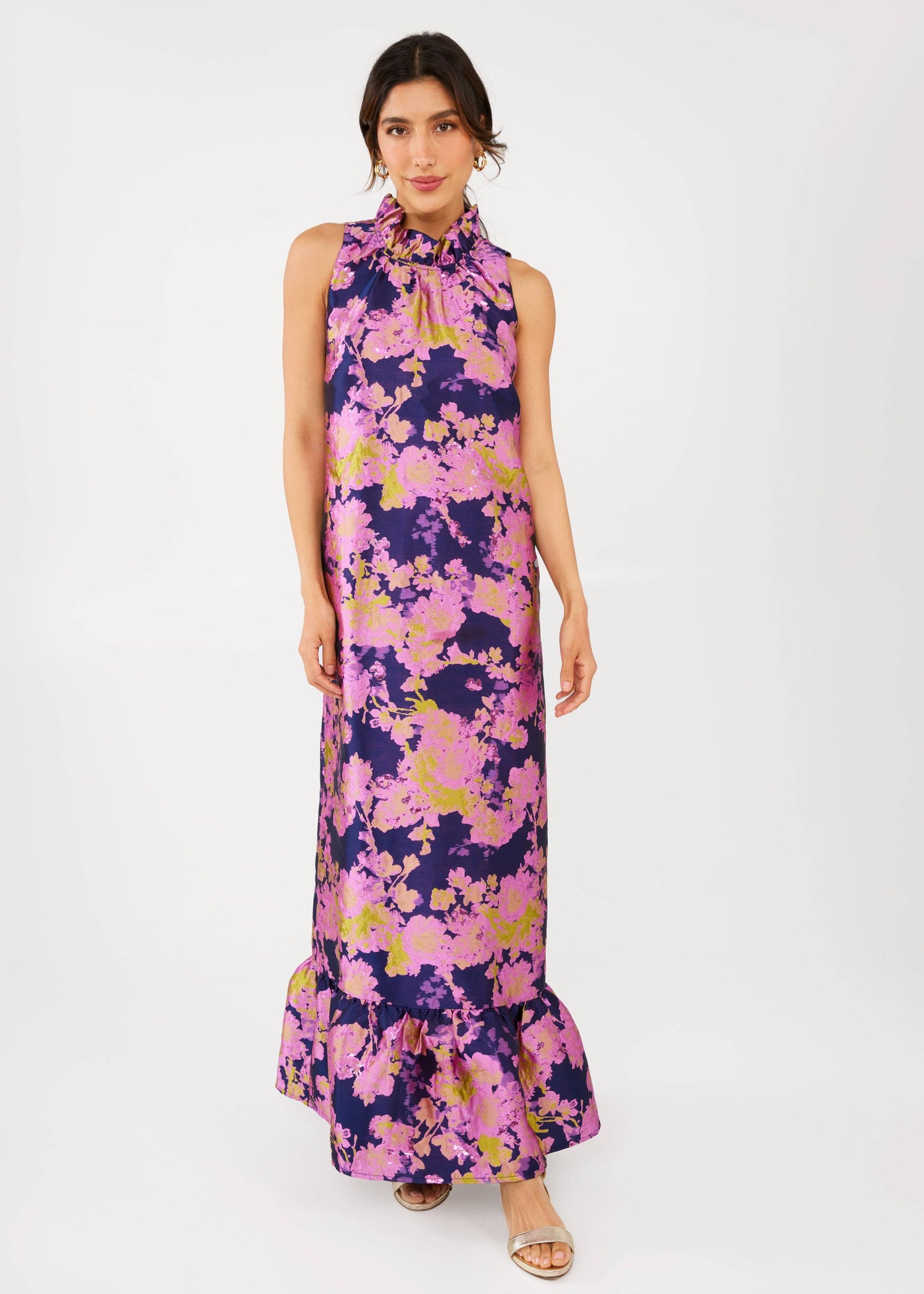 Camille Gown Navy Abstract Jacquard
