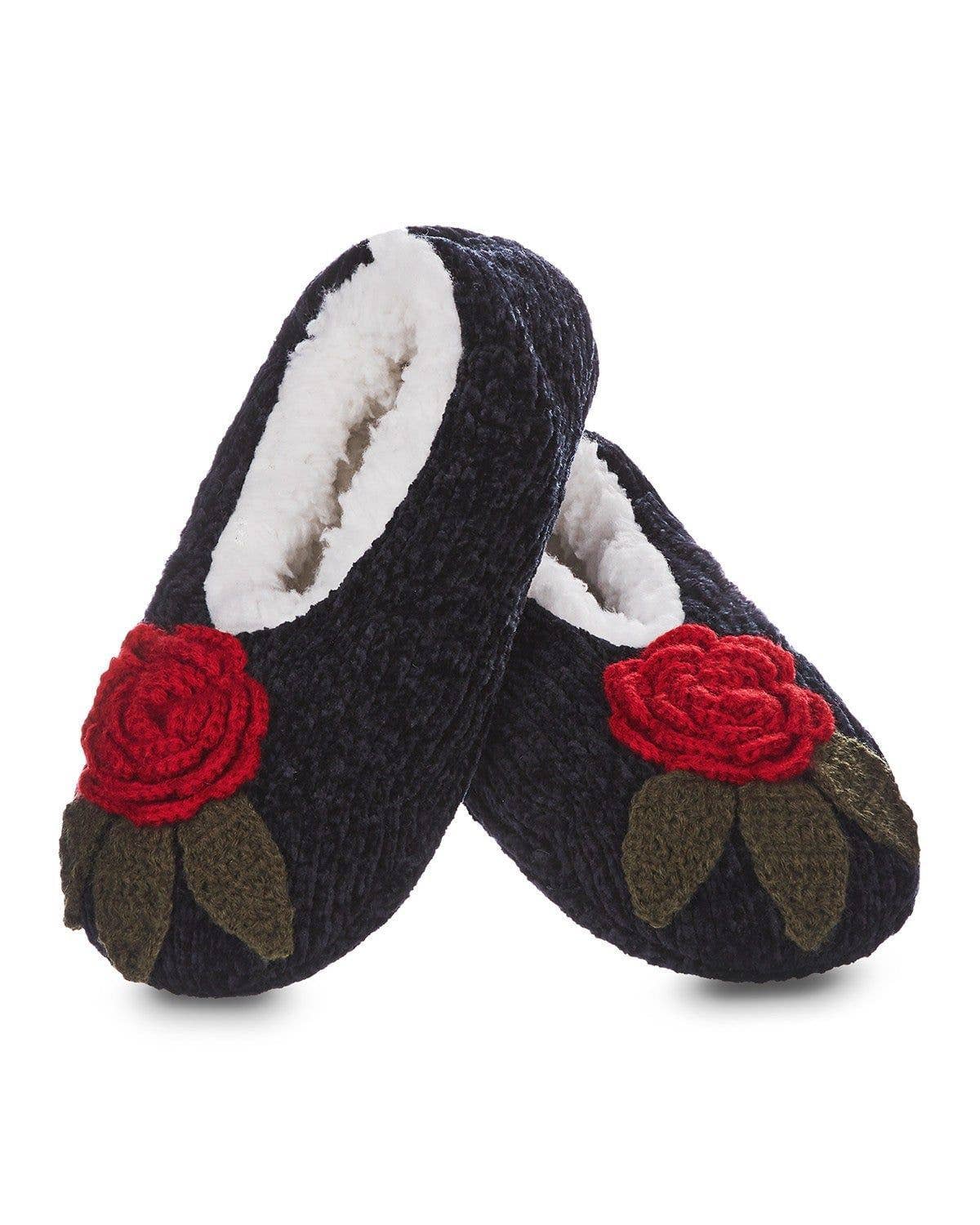 Winter Rose Chenille Sherpa-Lined Slippers