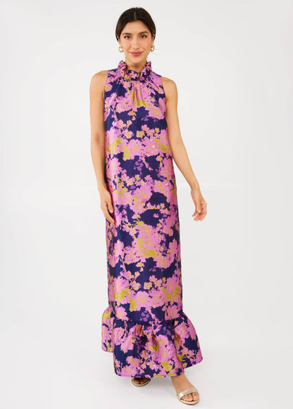 Camille Gown Navy Abstract Jacquard
