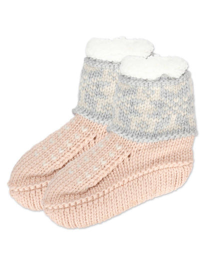 Snowflake Border Recycled Knit Sherpa Lined Lounge Sock