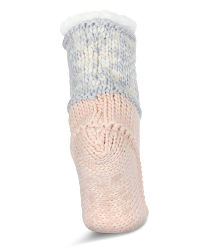 Snowflake Border Recycled Knit Sherpa Lined Lounge Sock