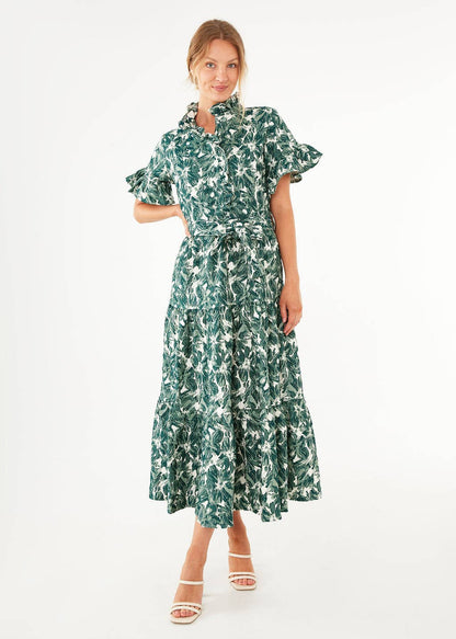 Sadie Maxi Dress Green Hibiscus Jacquard