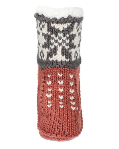 Snowflake Border Recycled Knit Sherpa Lined Lounge Sock