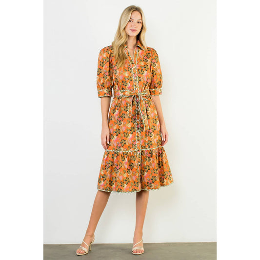 Puff Sleeve Midi Dress