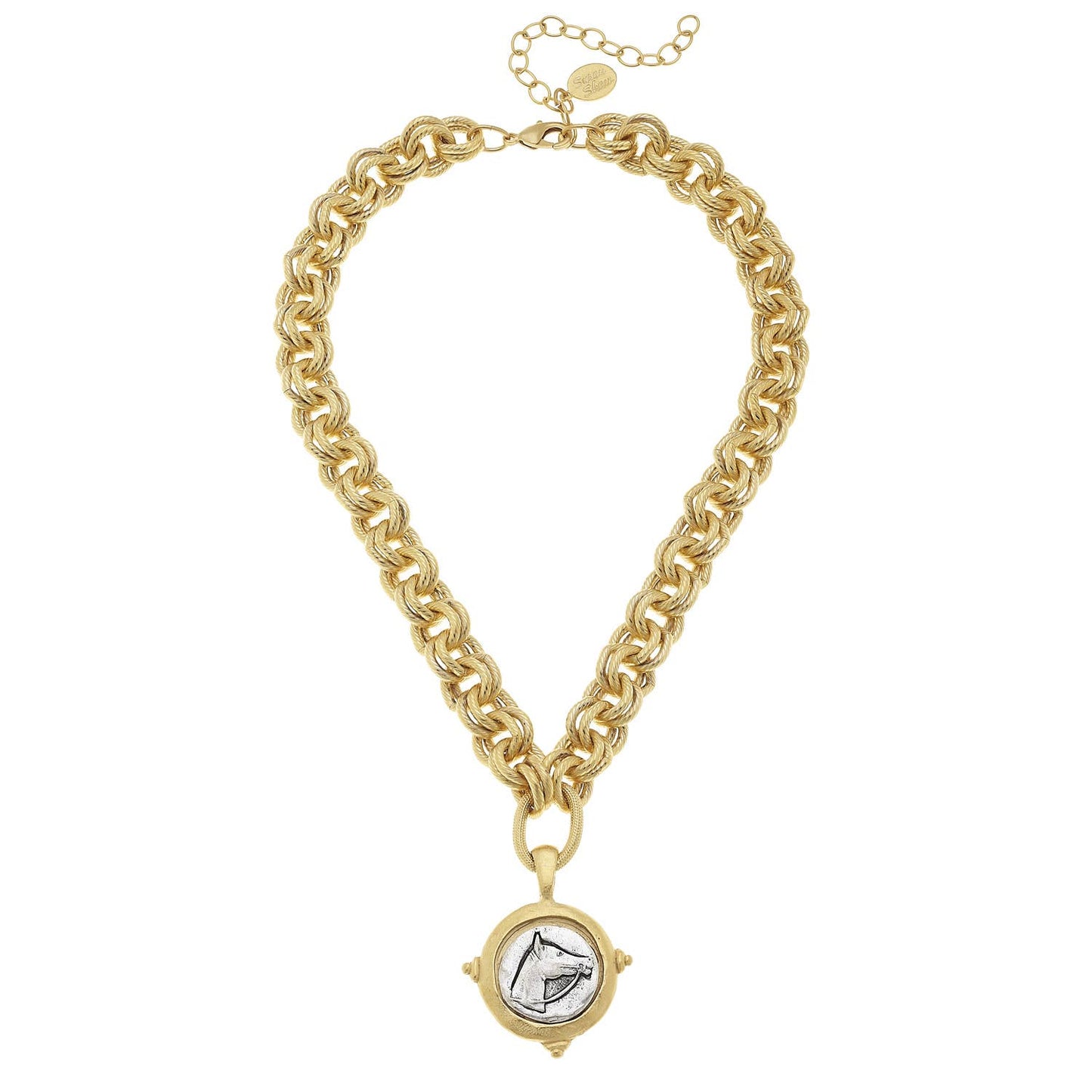 Gold and Silver Intaglio Horse Necklace