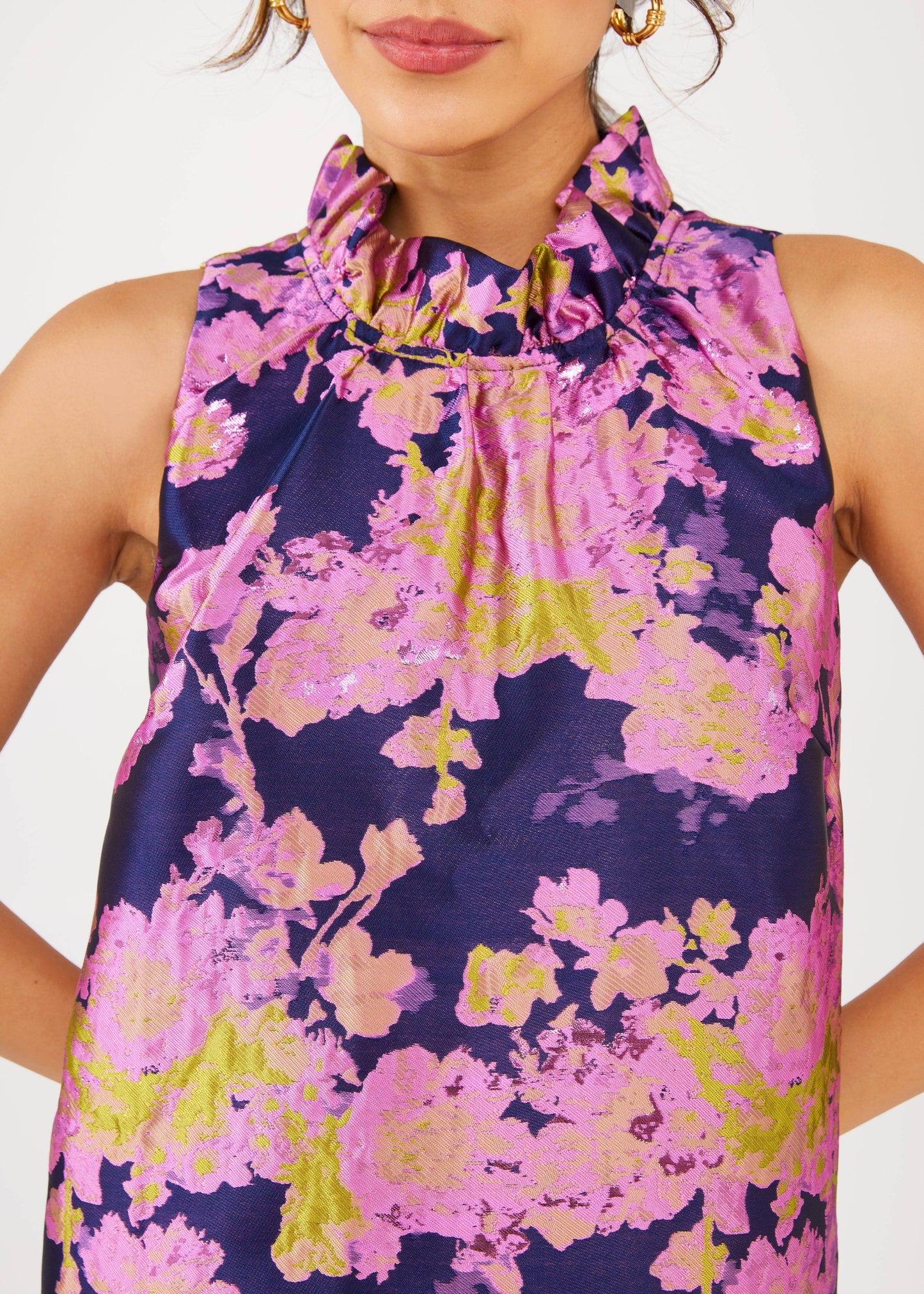 Camille Gown Navy Abstract Jacquard