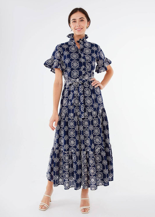 Sadie Maxi Dress Navy Medallion Eyelet