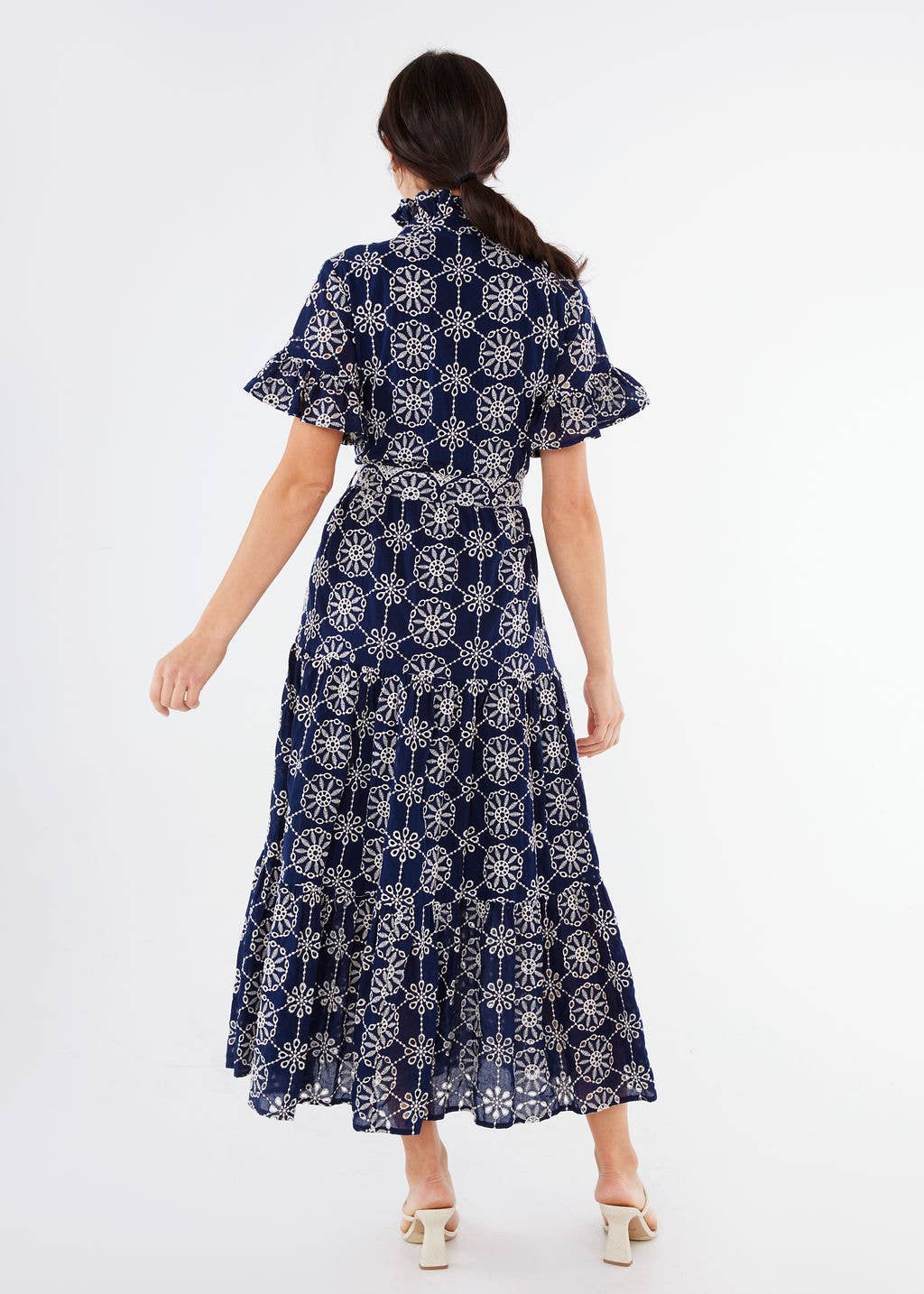 Sadie Maxi Dress Navy Medallion Eyelet