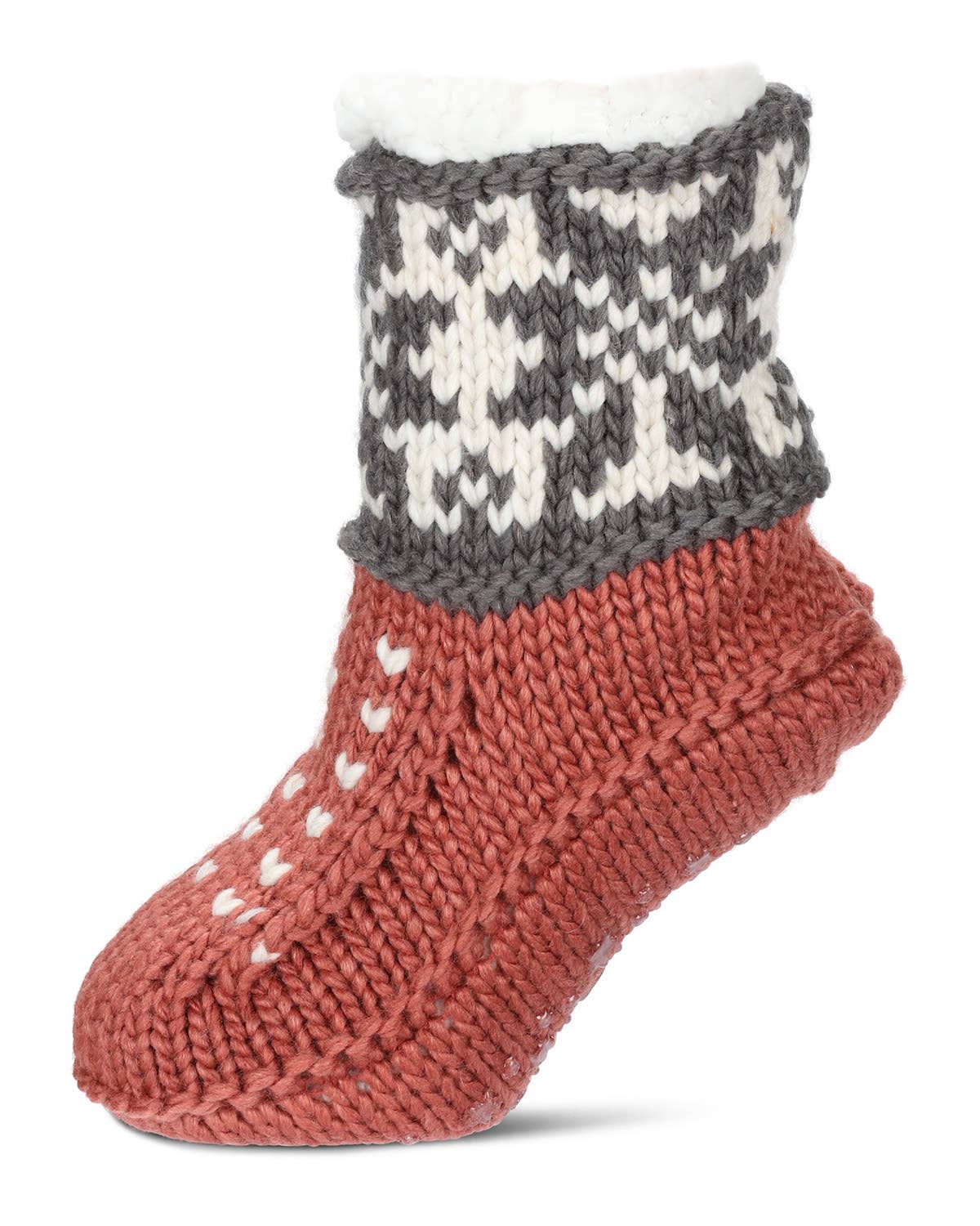 Snowflake Border Recycled Knit Sherpa Lined Lounge Sock